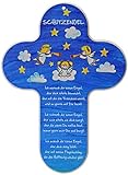 Kaltner Präsente Geschenkidee - Kinderkreuz für das Kinderzimmer SCHUTZENGEL ENGEL Echtholz Natur Buche mit Buntdruck (Höhe 20 cm)