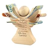 Casa Vivente Holzengel aus Buchenholz mit Gravur Schutzengel, Verpackung für Geldgeschenke, Taufgeschenk für Kinder, Idee zur Kommunion, Geschenkideen für Babys